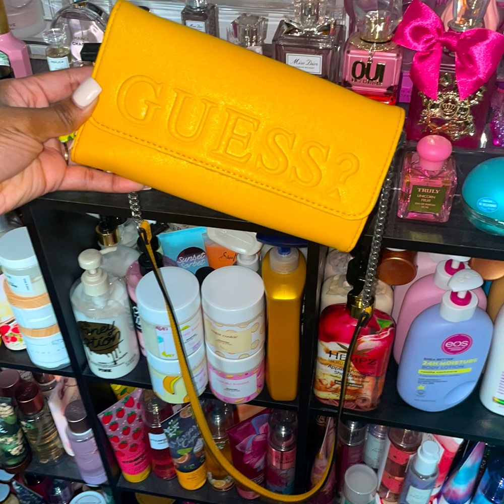 Mustard Yellow Guess? Wallet Crossbody